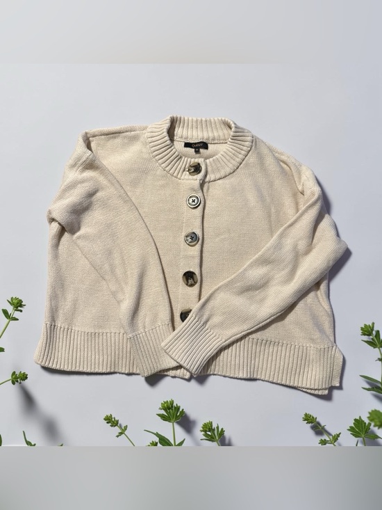 Quince Sweaters - (Q4) Quince 100% Organic Cotton Fisherman Boxy Cropped Cardigan Cream M